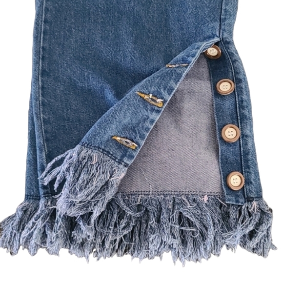 AZULU COLUMBIA ANTHRO Baobab Wide Leg Crop Jeans 4 Fringe Frayed High Waisted - Picture 9 of 12